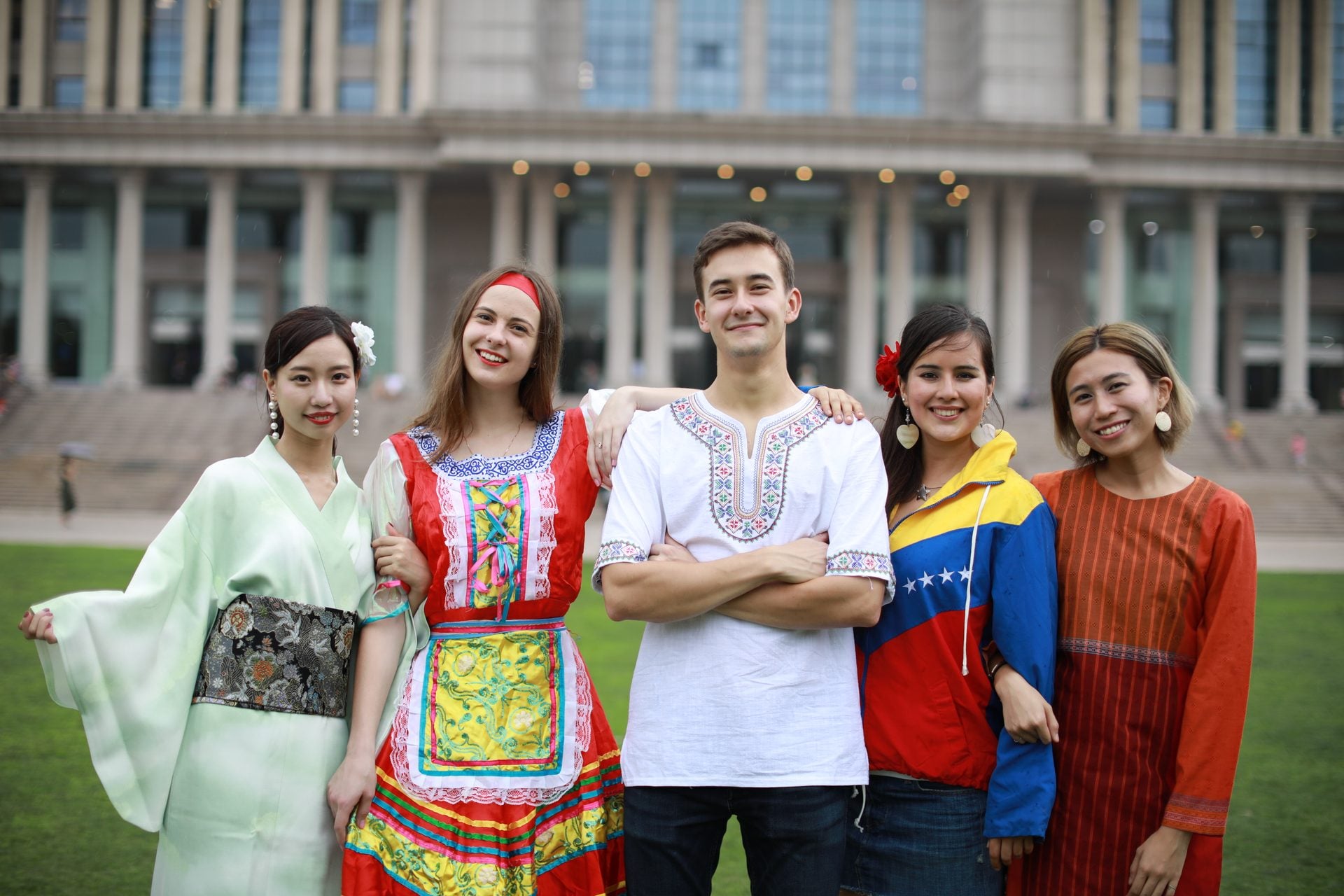 International students in traditional dress