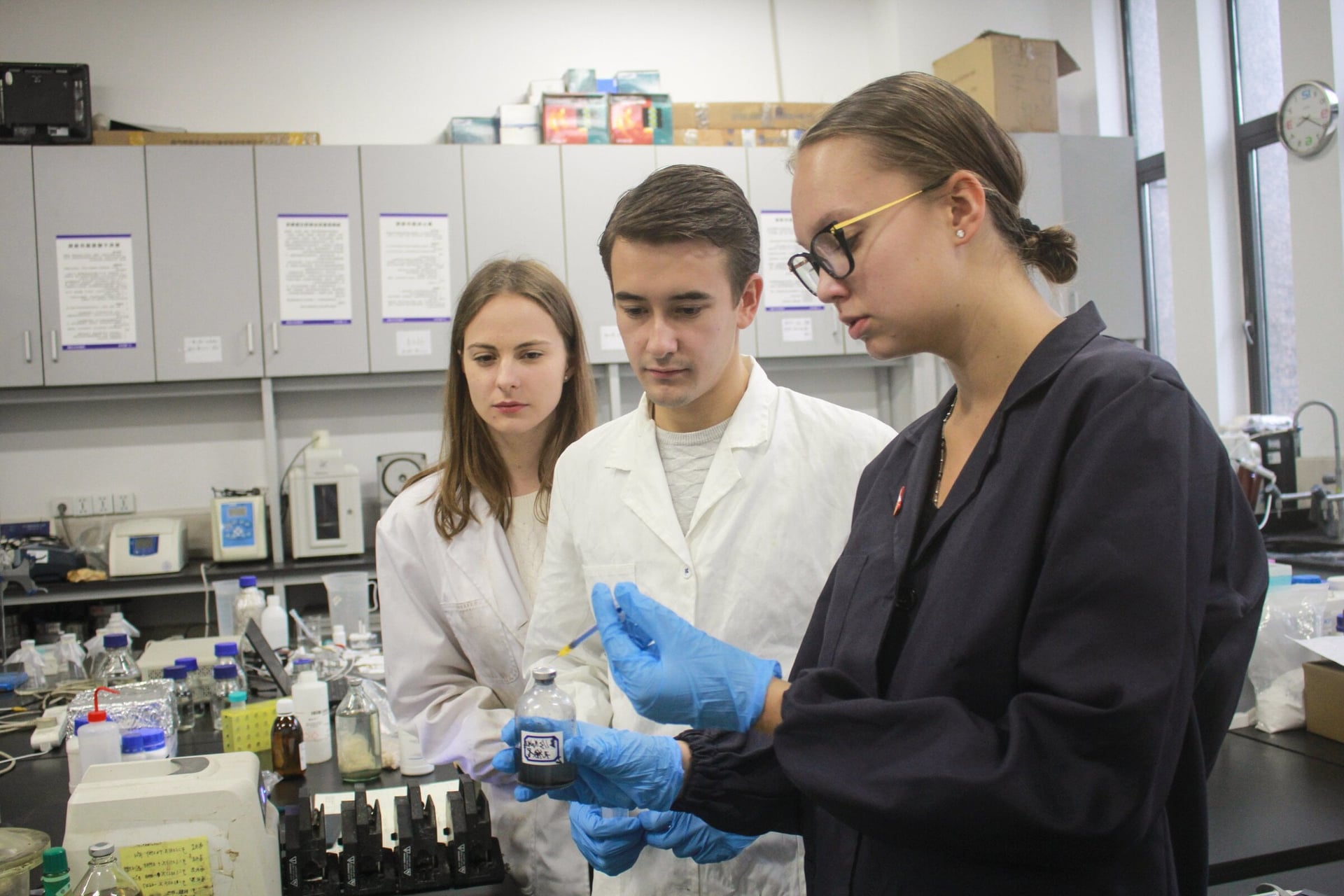Students working in a research laboratory